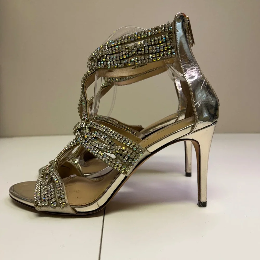 Antonio Melani Women 9M Gold Rhinestone Gladiator Stiletto Cage Heel‎ Sandals